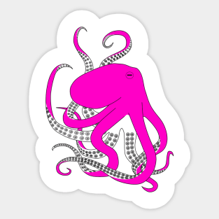 Hand drawn illustration of a pink octopus Sticker